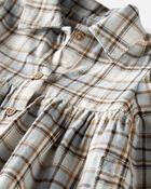 Baby Organic Cotton Herringbone Button-Front Dress in Plaid, image 4 of 6 slides