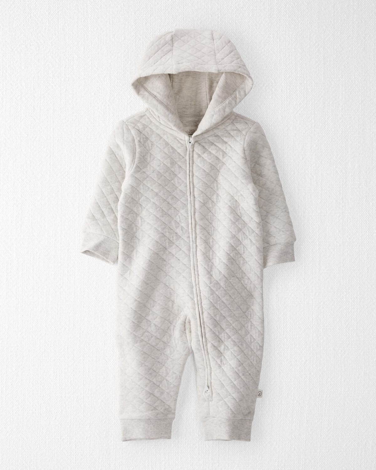 Baby Quilted Double Knit Jumpsuit Made with Organic Cotton in Heather Gray