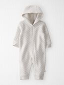 Heather Gray - Baby Quilted Double Knit Jumpsuit Made with Organic Cotton in Heather Gray