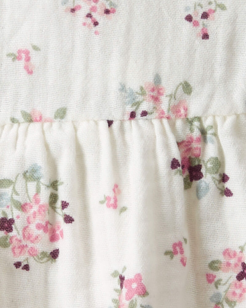 Baby Organic Cotton Gauze Ruffle Bubble in Wildberry Bouquet, image 2 of 4 slides