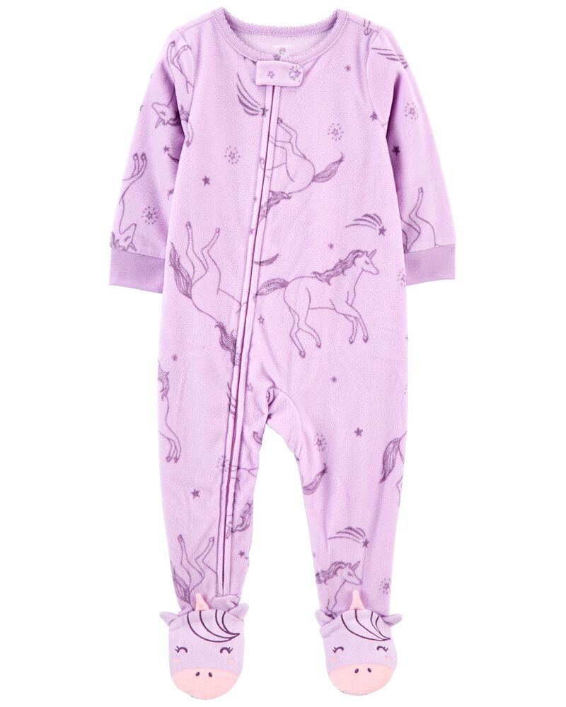 1-Piece Unicorn Fleece Footie PJs, image 1 of 4 slides