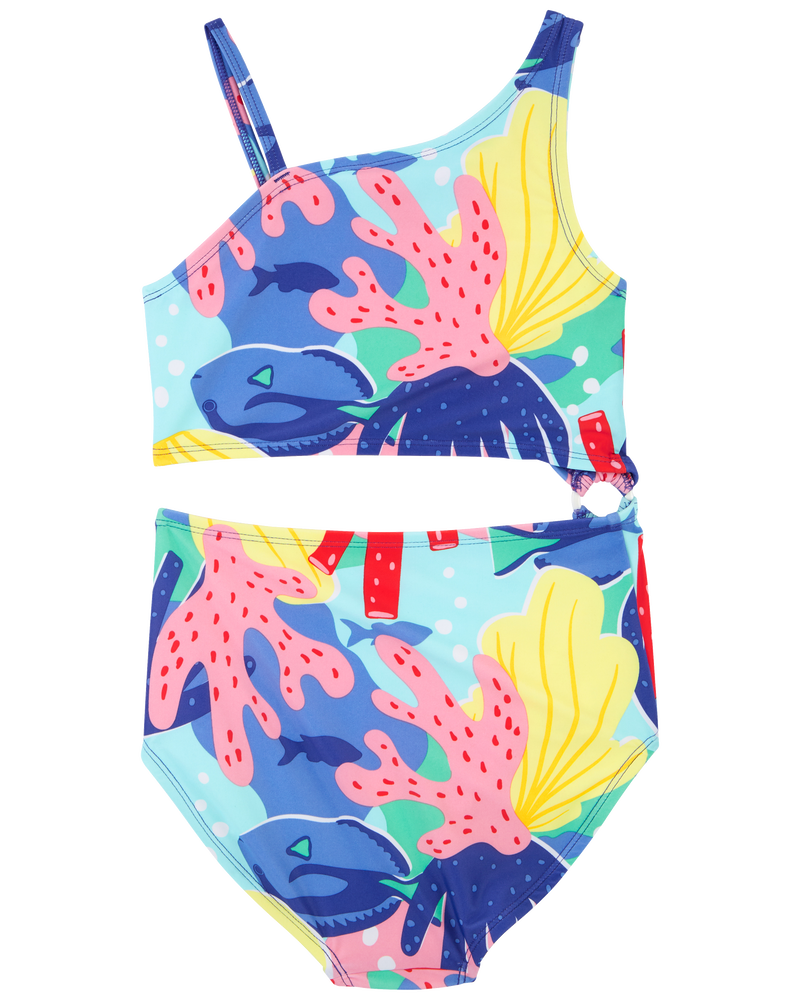 Kid 1-Piece Cut-Out Coral Swimsuit, image 2 of 4 slides