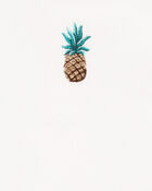 Kid 2-Piece Pineapple Graphic Tee & Linen Look-Alike Flowy Pull-On Shorts Set - White/Blue
, image 3 of 7 slides