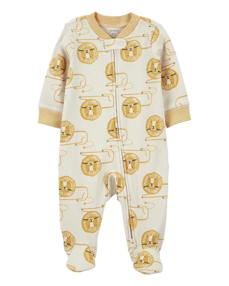 Baby Lion 2-Way Zip Cotton Blend Sleep & Play Pajamas, image 1 of 4 slides