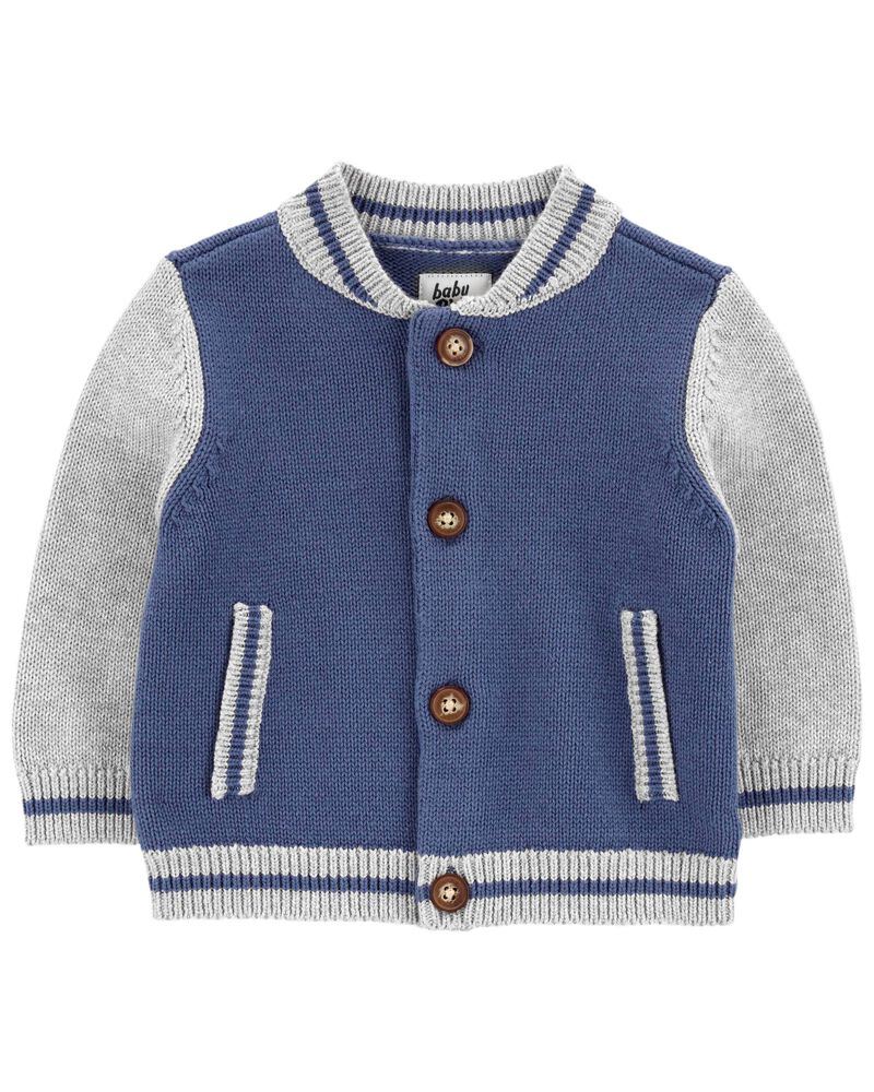 Baby Sweater Knit Varsity Jacket, image 1 of 3 slides