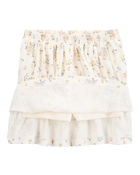 Kid 2-Piece Bunny Floral Skort Outfit Set - Blue/Ivory, image 2 of 4 slides