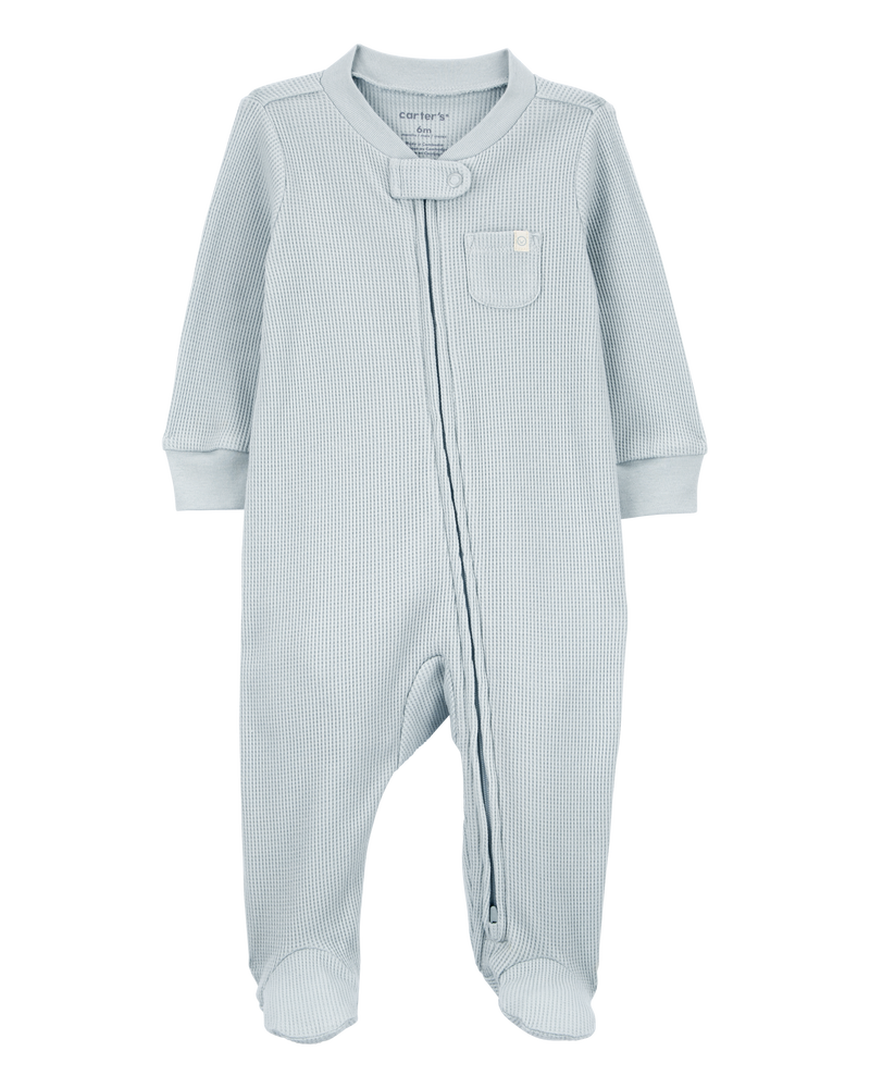 Baby 2-Way Zip Waffle Knit Sleep & Play Pajamas, image 1 of 4 slides