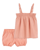 Toddler 2-Piece Boho Chic Gauze Tank & Pull-On Woven Shorts Set - Orange
, image 1 of 10 slides