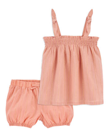 Toddler 2-Piece Boho Chic Gauze Tank & Pull-On Woven Shorts Set - Orange
, 