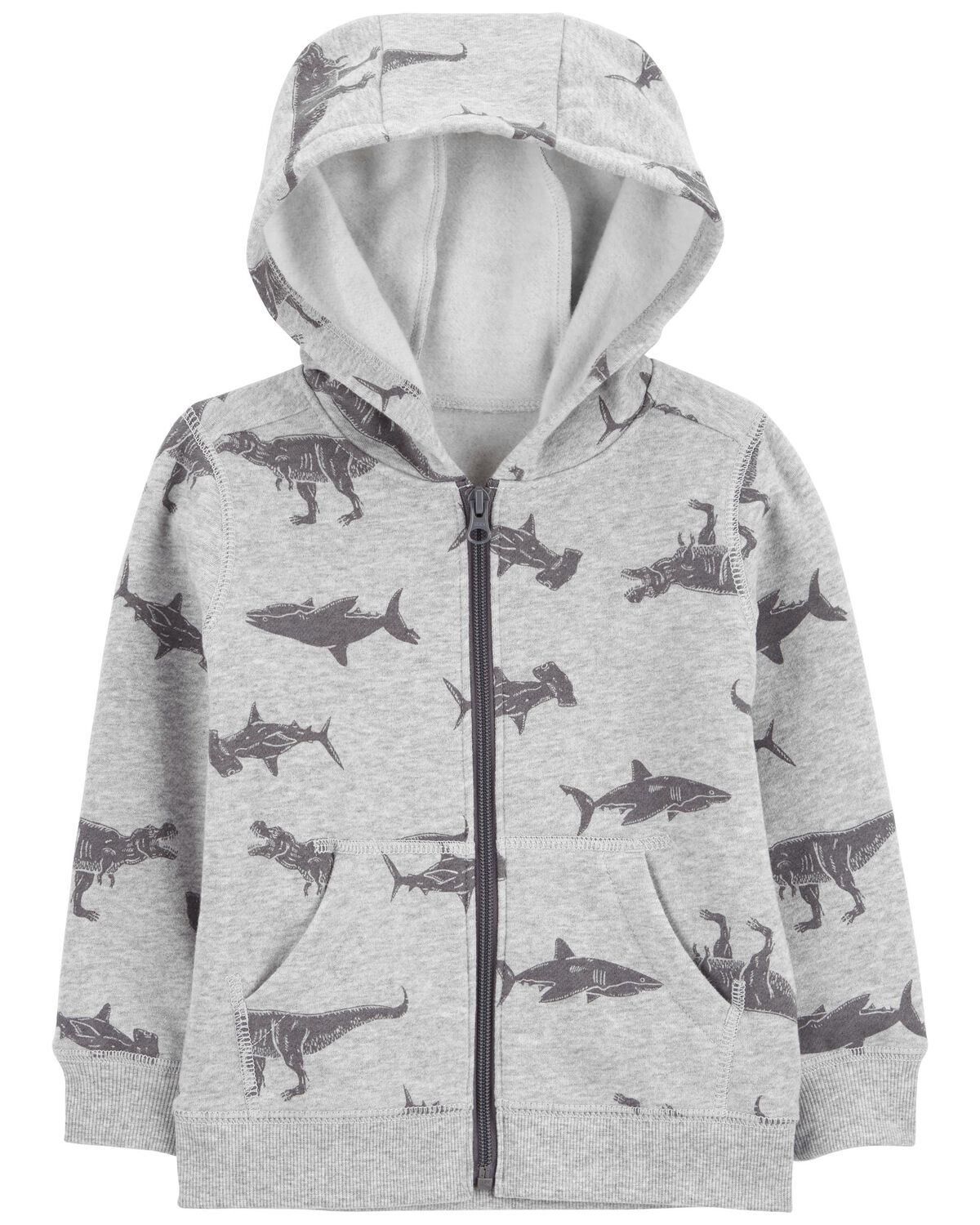 Heather Toddler Dinosaur ZipUp Hoodie