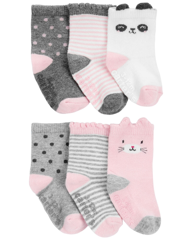 Baby 6-Pack Critter Socks, image 2 of 3 slides