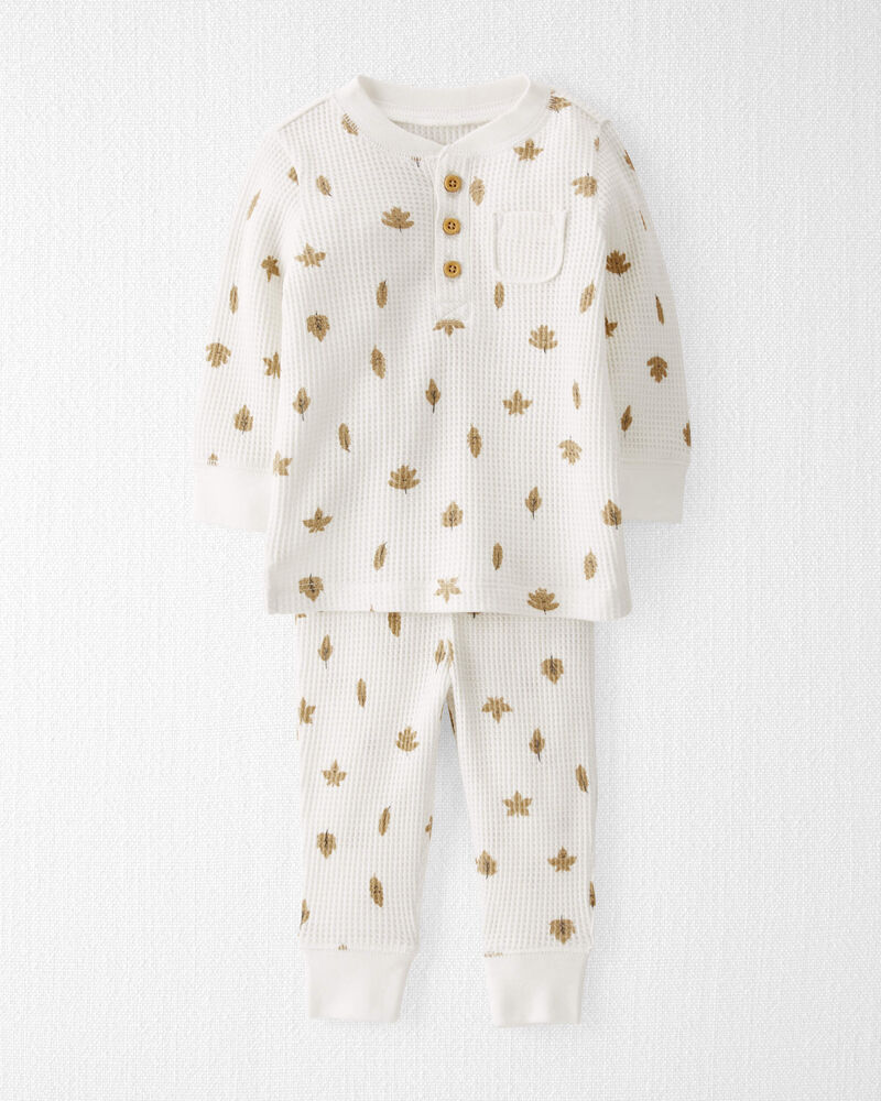 Baby Waffle Knit Set Made with Organic Cotton in Autumn Leaves, image 1 of 5 slides