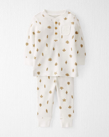 Baby Waffle Knit Set Made with Organic Cotton in Autumn Leaves, 