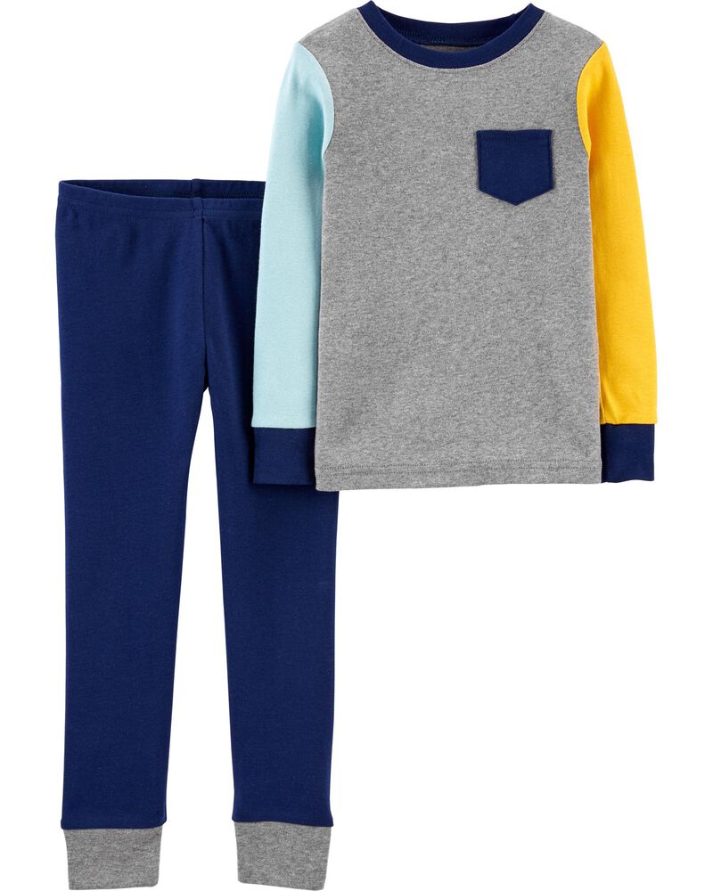 Kid 2-Piece Colorblock 100% Snug Fit Cotton Pajamas, image 1 of 3 slides