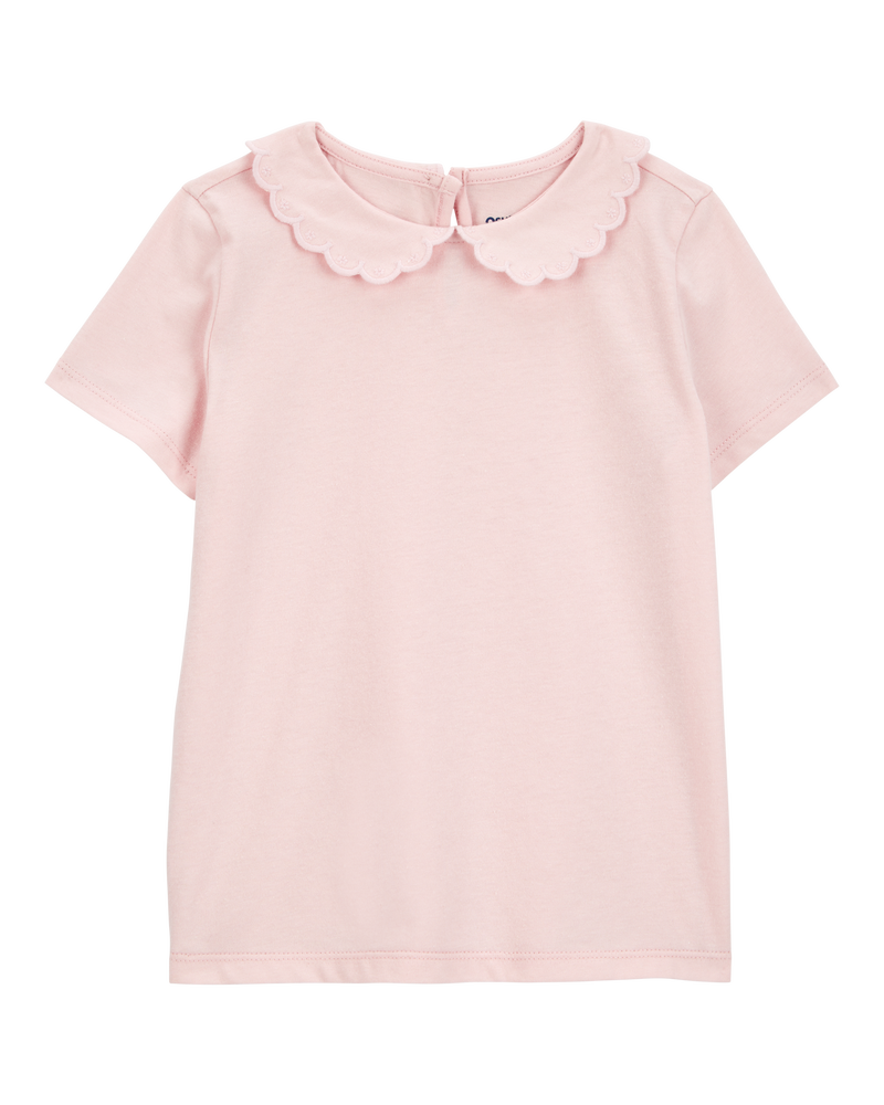Toddler Scalloped Collar Short-Sleeve Top - Pink, image 1 of 3 slides