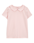 Toddler Scalloped Collar Short-Sleeve Top - Pink, image 1 of 3 slides