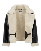 Kid Faux Leather and Sherpa Jacket, image 2 of 3 slides