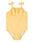 Baby 1-Piece Polka Dot Swimsuit - Yellow, image 1 of 5 slides