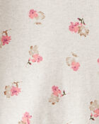 Toddler Girl Floral Print Cotton Long-Sleeve Henley Top - Cream, image 2 of 3 slides