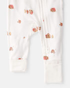Baby Fall Print PurelySoft Long-Sleeve 2-Way Zip Sleep & Play Pajamas - White, image 3 of 8 slides