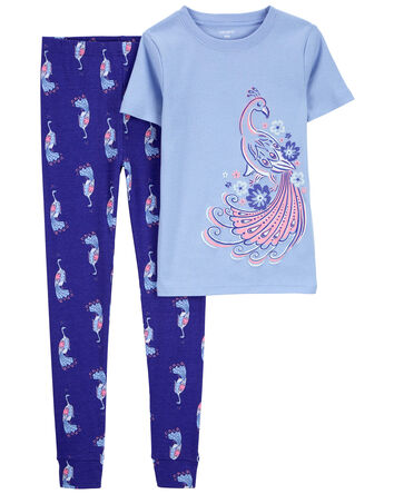 Kid 2-Piece Peacock 100% Snug Fit Cotton Pajamas, 