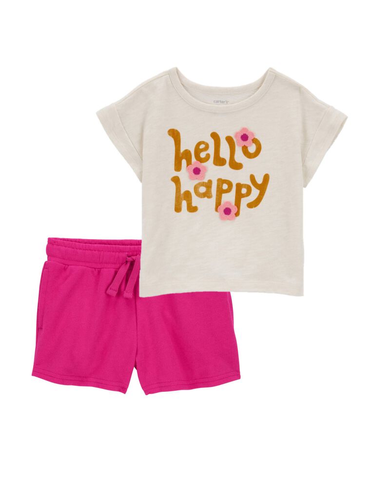 Baby 2-Piece Hello Happy Tee & Pull-On Shorts Set, image 1 of 1 slides
