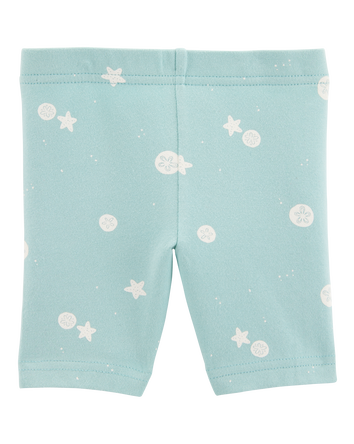 Toddler Sea Print Bike Shorts - Green, 
