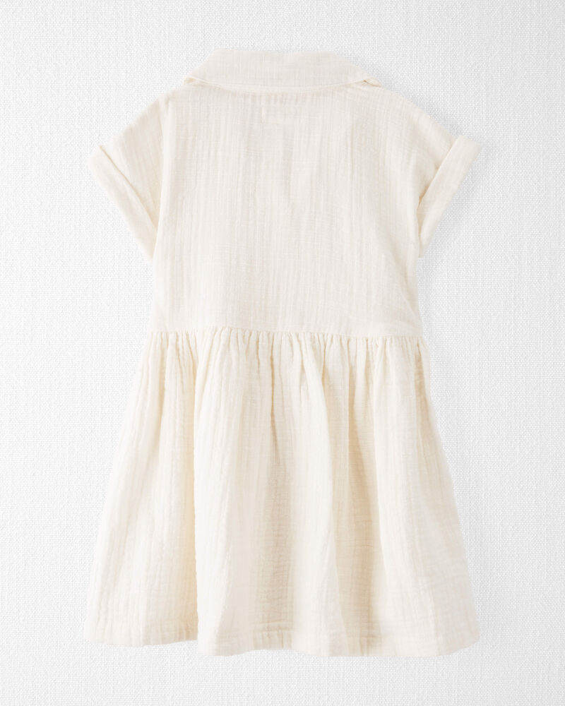 Toddler Organic Cotton Button-Front Dress in Cream
, image 2 of 5 slides