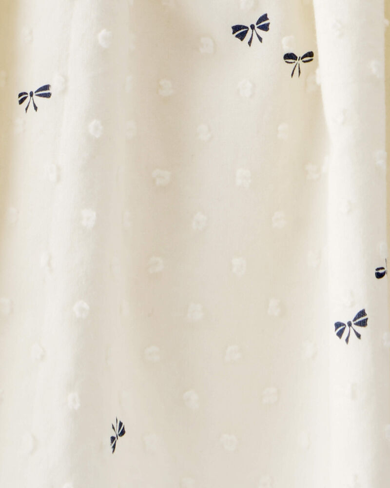 Baby Swiss Dot Bow Print Short-Sleeve Dress - Ivory, image 3 of 4 slides