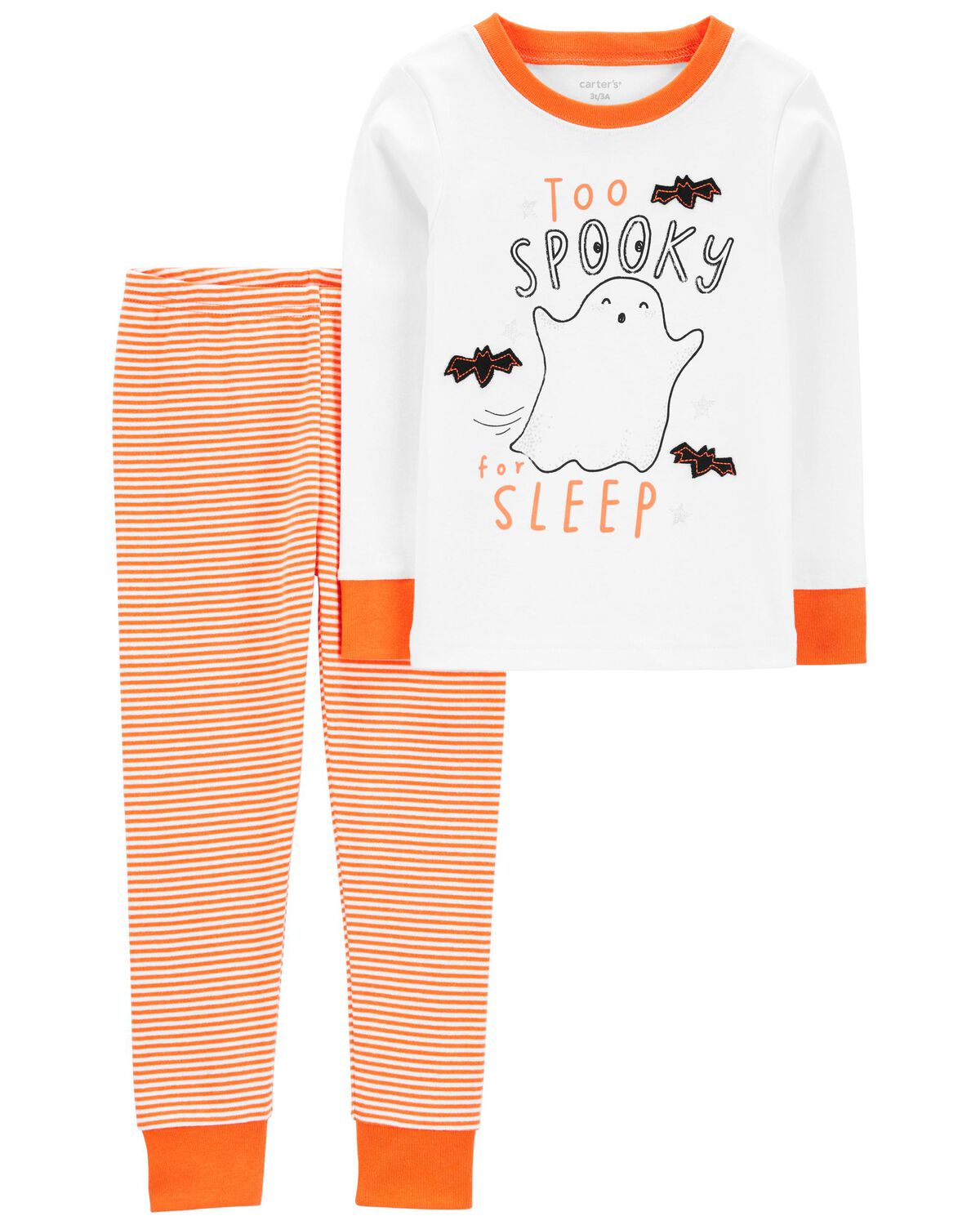 Orange Toddler 2Piece Halloween Ghost 100 Snug Fit Cotton Pajamas