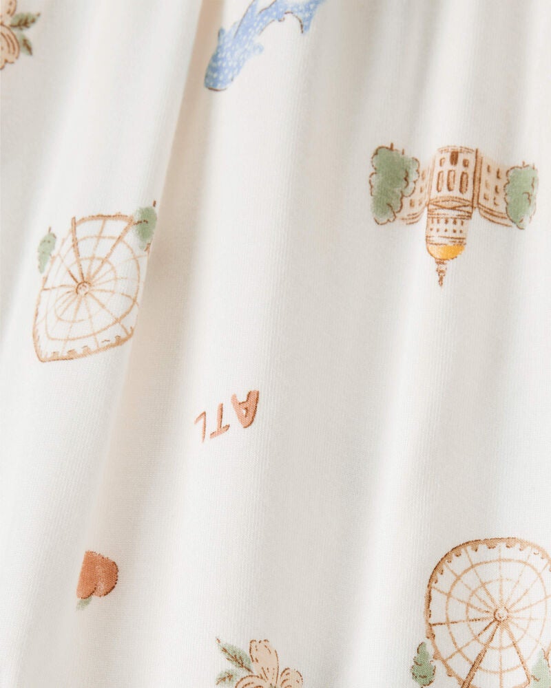 Baby Atlanta Print 2-Way Zip PurelySoft Sleep & Play Pajamas - Ivory, image 2 of 6 slides