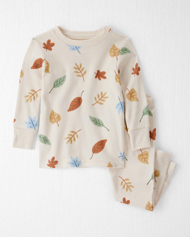 Baby Organic Cotton Pajamas in Autumn Leaves Print, image 1 of 5 slides