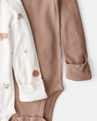 Baby Barn Print PurelySoft Long-Sleeve Multipack Bodysuits - Brown/White, image 2 of 7 slides