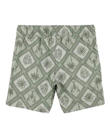 Baby Tile Print Drawstring Shorts - Green, 