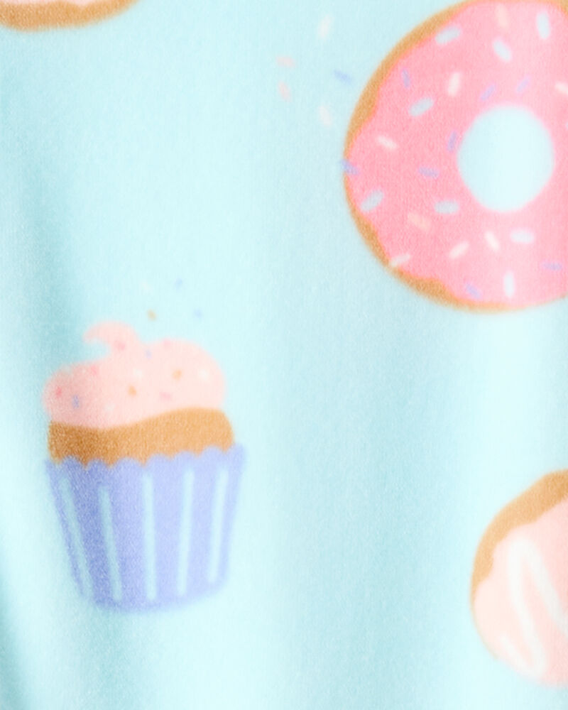 Baby Girl Donuts Velour Long-Sleeve Loose Fit 1-Piece Pajamas - Blue, image 3 of 4 slides