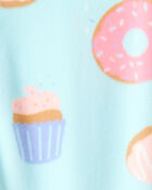 Baby Girl Donuts Velour Long-Sleeve Loose Fit 1-Piece Pajamas - Blue, image 3 of 4 slides
