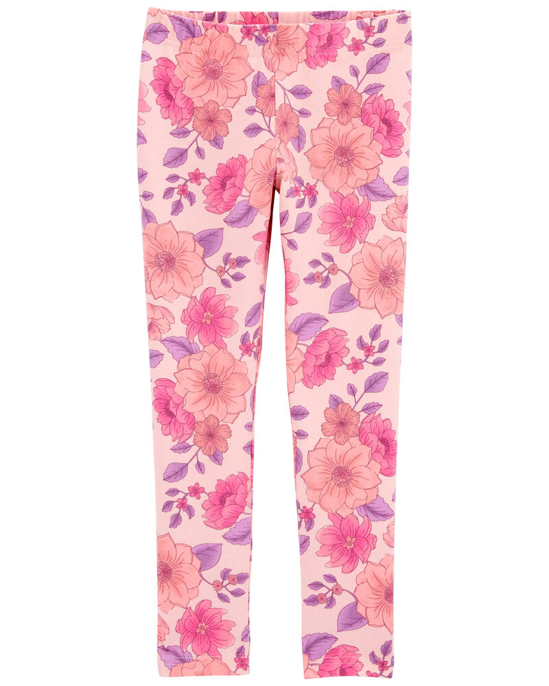 Floral-Print Stretch Leggings - Pink, image 1 of 4 slides