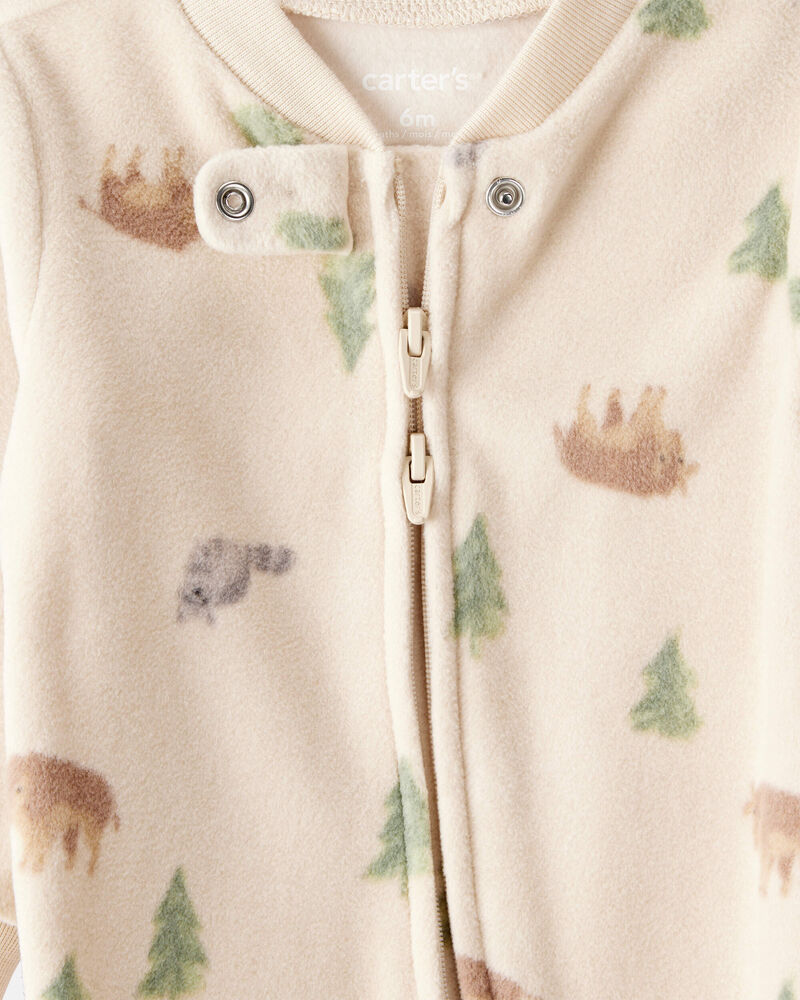 Baby Boy Buffalo Print Loose Fit Long-Sleeve Sleep & Play Pajamas - Brown, image 2 of 5 slides