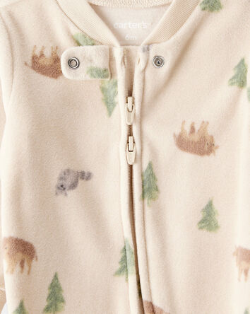 Baby Boy Buffalo Print Loose Fit Long-Sleeve Sleep & Play Pajamas - Brown, 