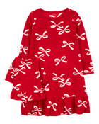 Toddler 2-Pack Bow Print Fleece & Matching Doll Nightgown, image 1 of 3 slides