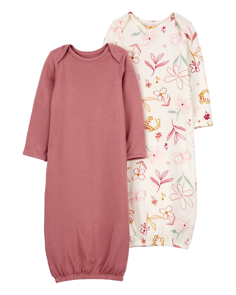 Baby 2-Pack Floral PurelySoft Sleeper Gowns, image 1 of 6 slides