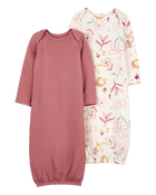 Baby 2-Pack Floral PurelySoft Sleeper Gowns, image 1 of 6 slides