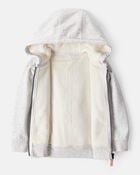 Toddler Girl Long-Sleeve Hooded Zip-Up Jacket - Grey, image 2 of 4 slides