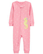 Toddler 1-Piece Sea Horse 100% Snug Fit Cotton Footless Pajamas, image 1 of 4 slides