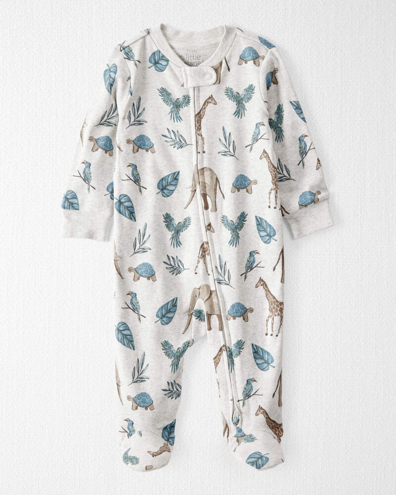 Baby Organic Cotton Safari-Print Sleep & Play Pajamas, image 1 of 4 slides