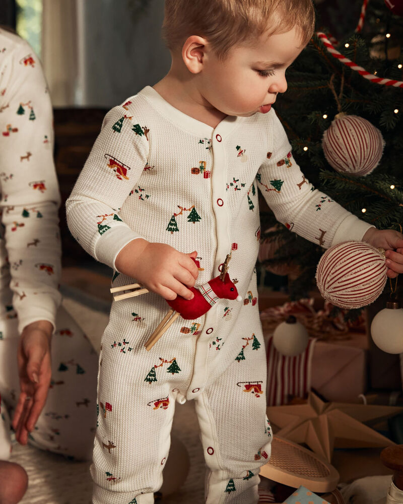 Baby 1-Piece Christmas Thermal Footless Pajamas, image 3 of 6 slides