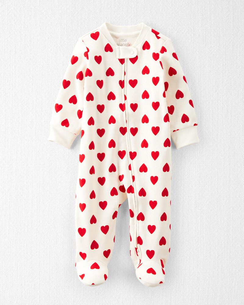 Baby Organic Cotton Sleep & Play Pajamas in Hearts, image 1 of 4 slides