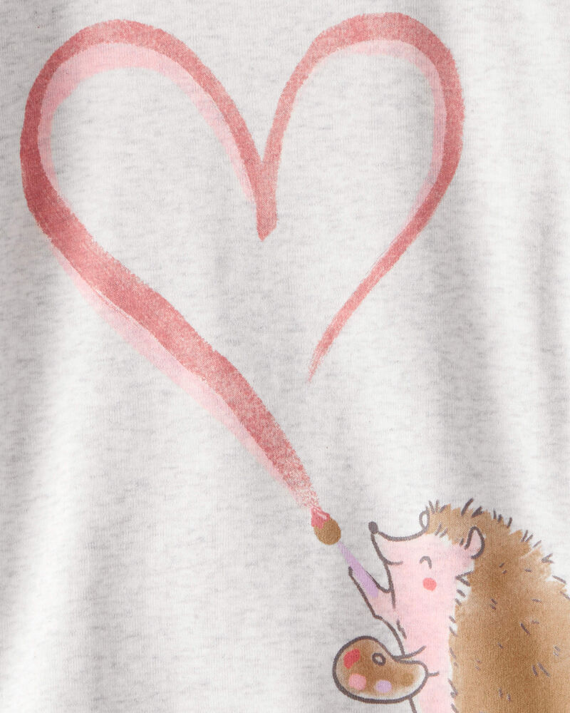 Toddler Girl Hedgehog Print Cotton Long-Sleeve 4-Piece Pajamas - Pink/Orange, image 2 of 4 slides