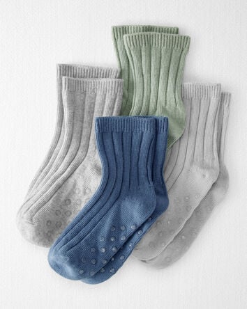 Toddler Girl 4-Pack No-Slip Socks Made with Organic Cotton, 