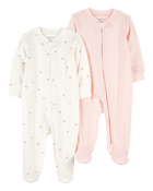 Baby 2-Pack 2-Way Zip Cotton Sleep & Play Pajamas, image 1 of 4 slides